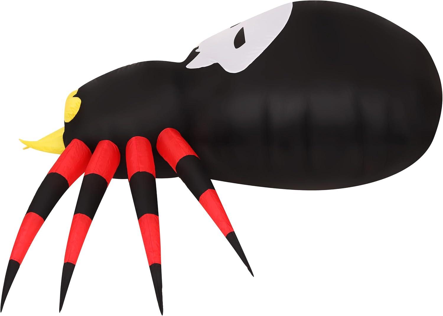 5.9-Ft. Wide Inflatable Black and Red Spider with Multi-Color Disco Lights