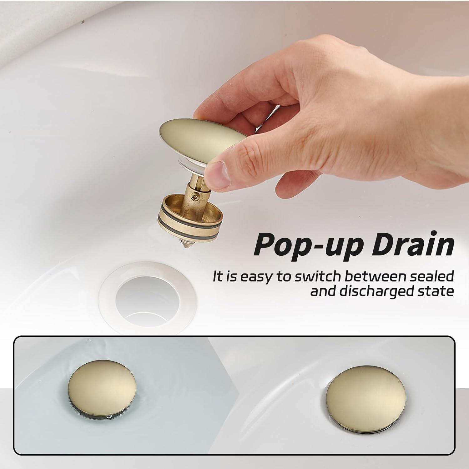 TAIFOND Pop-Up Bathroom Sink Drain with Overflow PD1P2441001BG