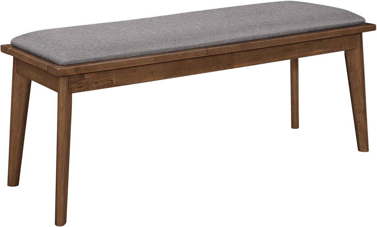 Alfredo Upholstered Dining Bench Grey and Natural Walnut