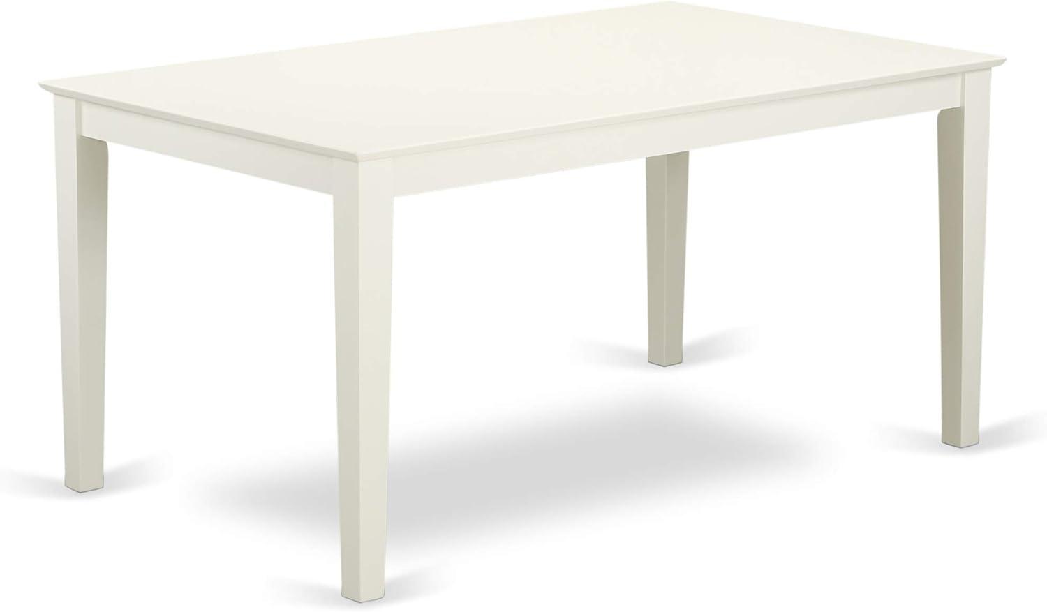 Linen White Rectangular Solid Wood Extendable Dining Table