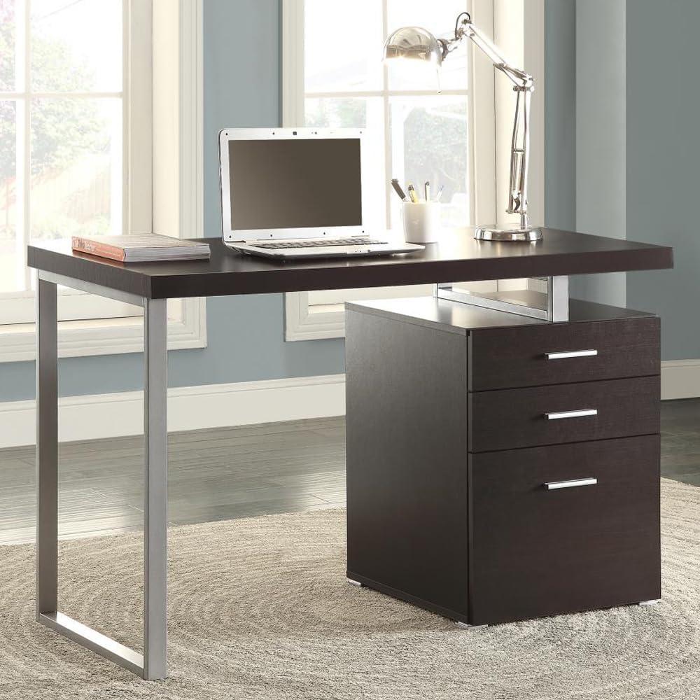 Cappuccino Brown Contemporary 47'' Home Office Desk with Filing Drawer