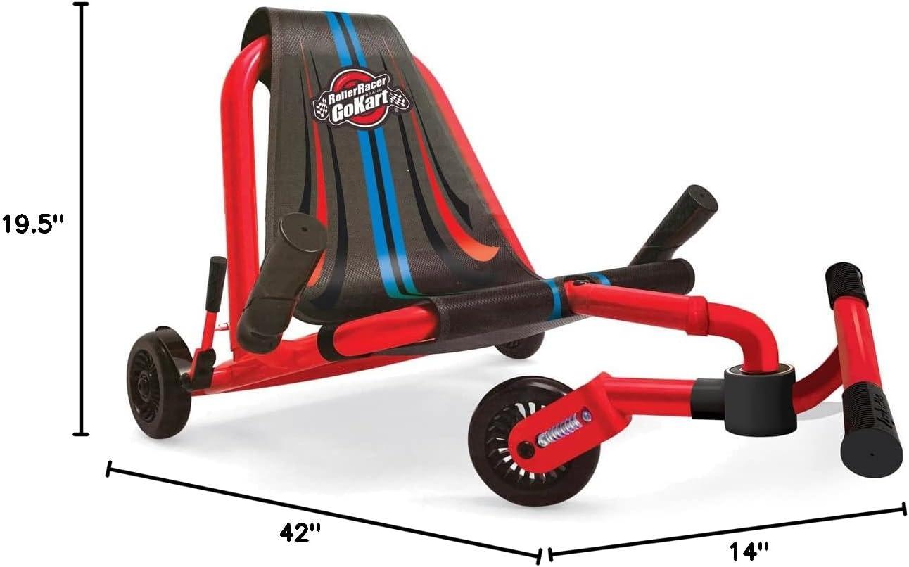 Roller Racer Red Go Kart, - Swing Side-to-Side for Amazing Ride, Powered by Zig-Zag Motion