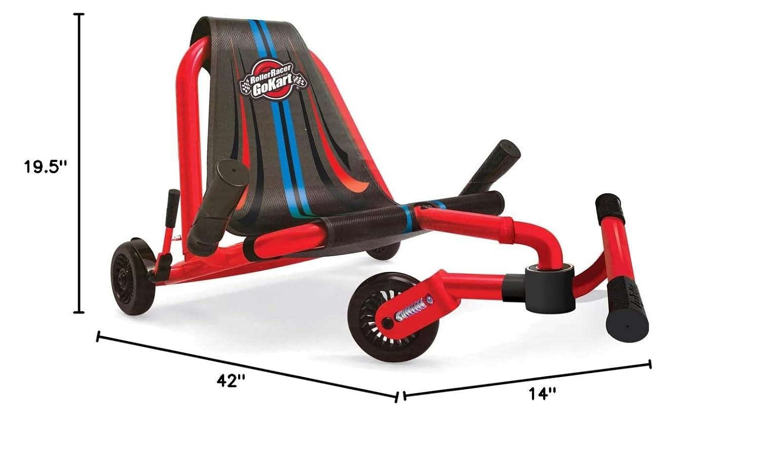Roller Racer Red Go Kart, - Swing Side-to-Side for Amazing Ride, Powered by Zig-Zag Motion