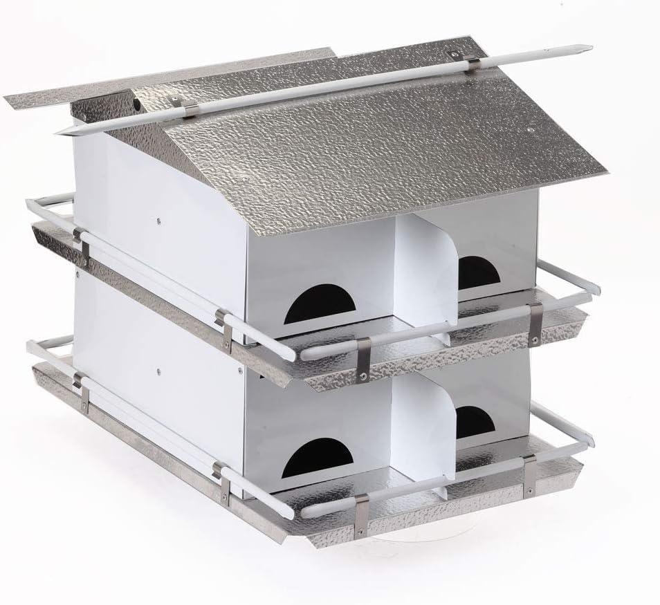 Birds Choice Pequeña Casa para Pájaros Martin Morada de 2 Niveles y 8 Habitaciones con Entradas Resistentes a los Estornudos, Blanco/gris