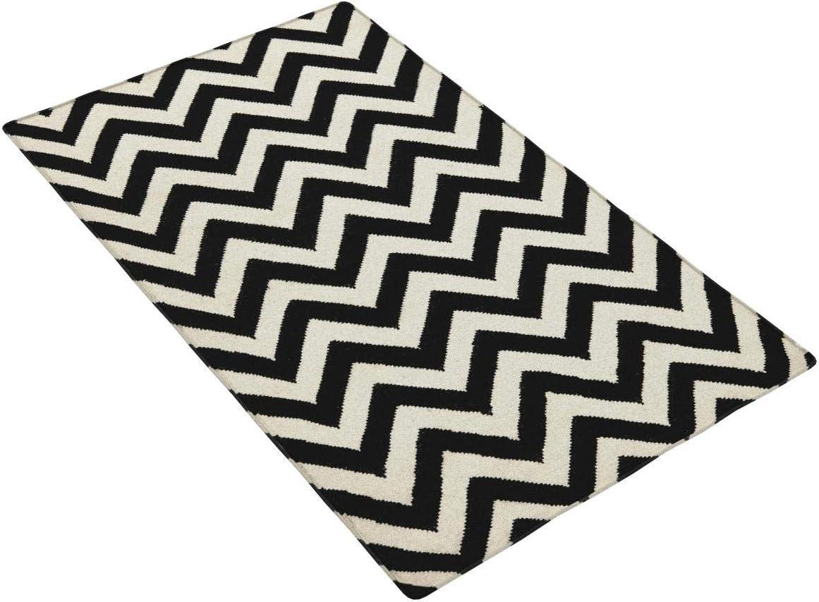 Dhurries DHU557 Hand Woven Flat Weave Accent Rug Black / Ivory 3' X 5' - Safavieh.