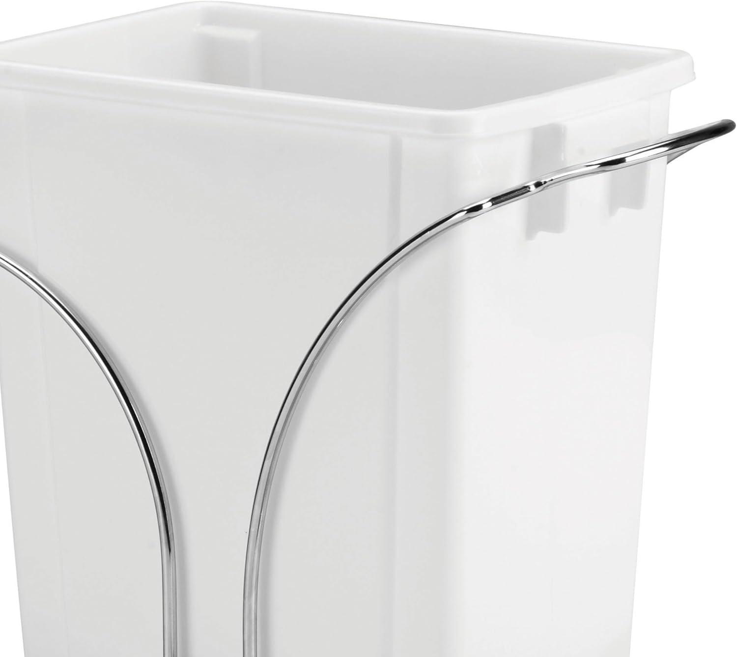 Household Essentials Glidez Chrome-Plated Steel Pull-Out/Slide-Out Discreet Single 9 Gallon Plastic Trash Can for Under Cabinet Use - Fits Standard Size Cabinet, Chrome and White