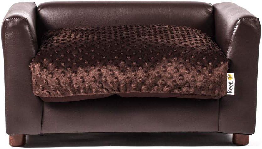 Small Orthopedic Chocolate Leatherette Dog Sofa Bed