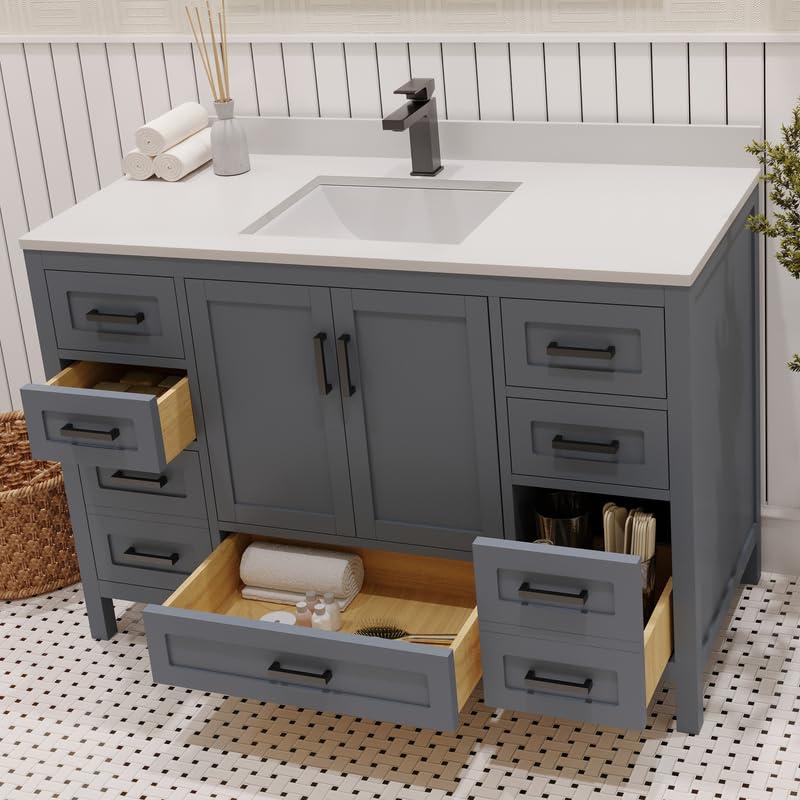 Ayna Decors Rooh 48'' Single Bathroom Vanity with White Quartz Top