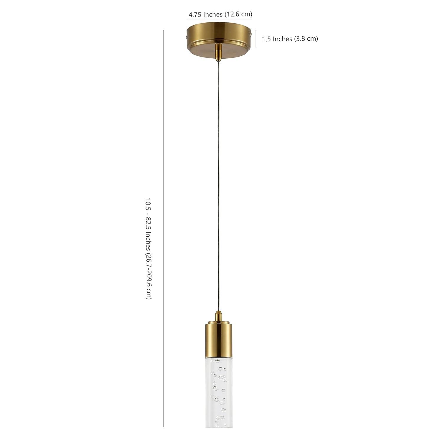 JONATHAN Y Cristal 1-Light Bubble Acrylic/Iron Modern Minimalist Integrated LED Pendant, by JONATHAN  Y - 1 Light Gold