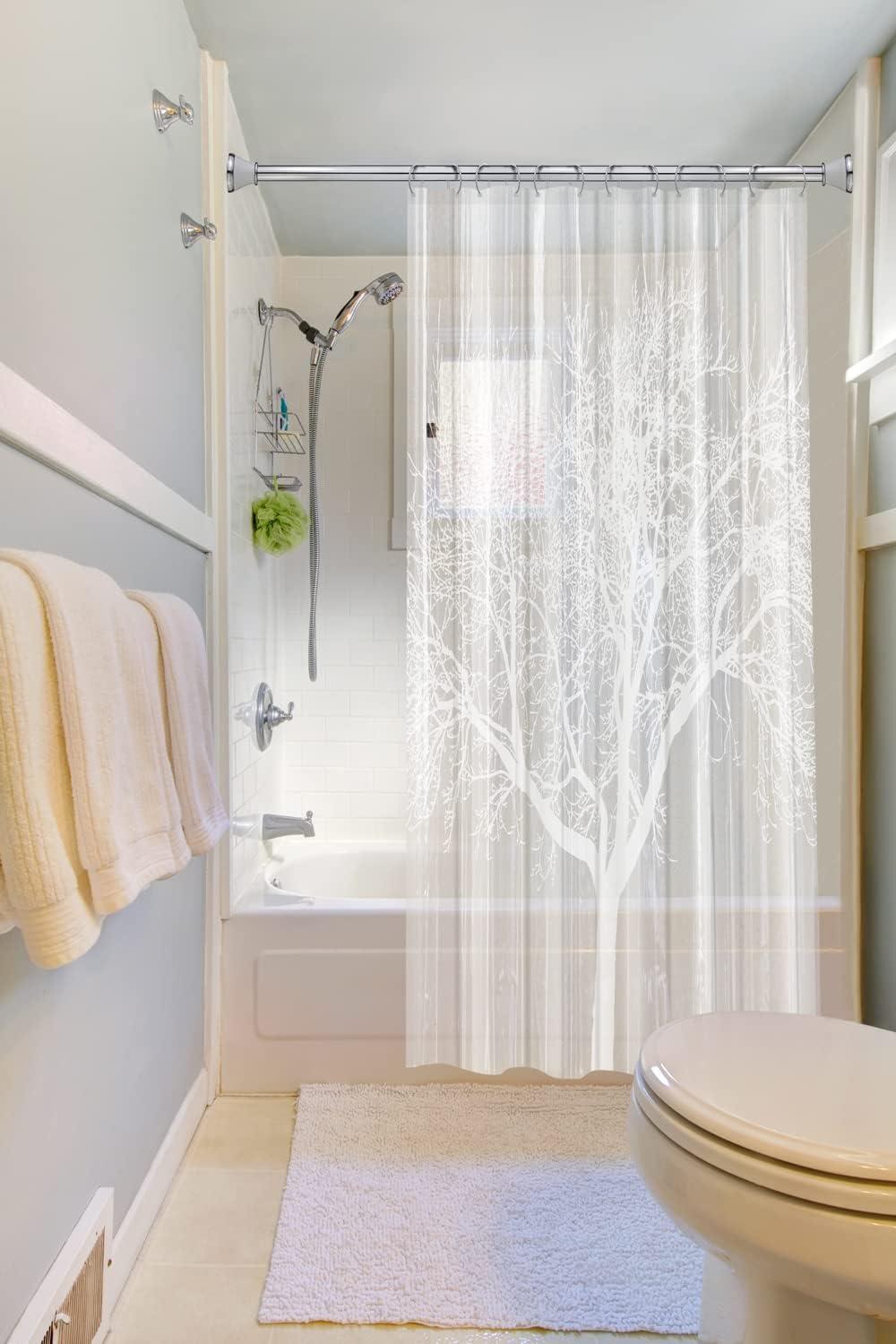 Tree EVA Shower Curtain - Pearl: Splash Home, Ethylene Vinyl Acetate, Machine Washable, Buttonhole Top