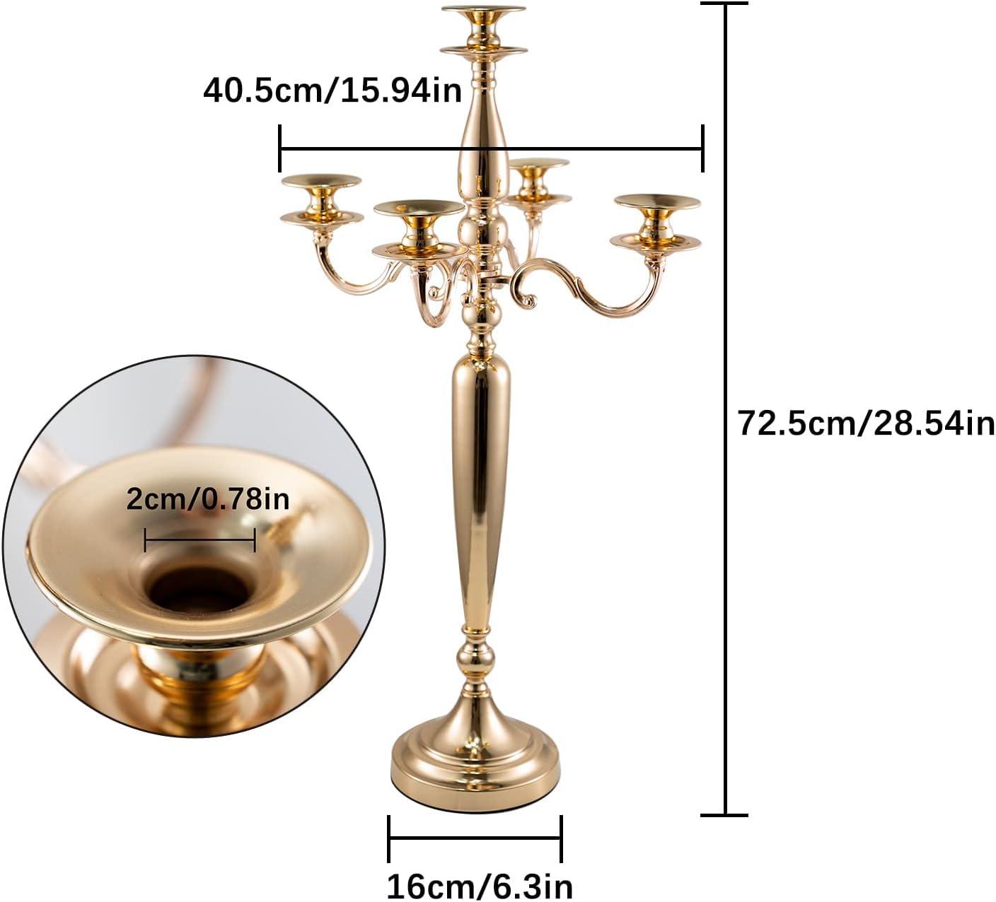 Gold 28-Inch 5-Arm Metal Candelabra Candle Holder