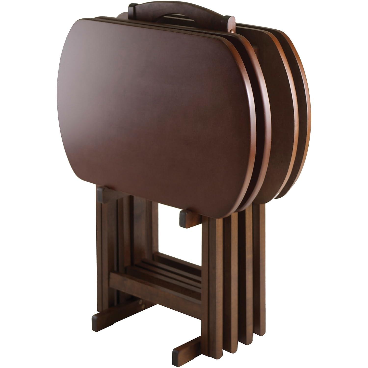 Winsome Corbett 5-Piece Oversize Snack Table Set, Walnut Finish