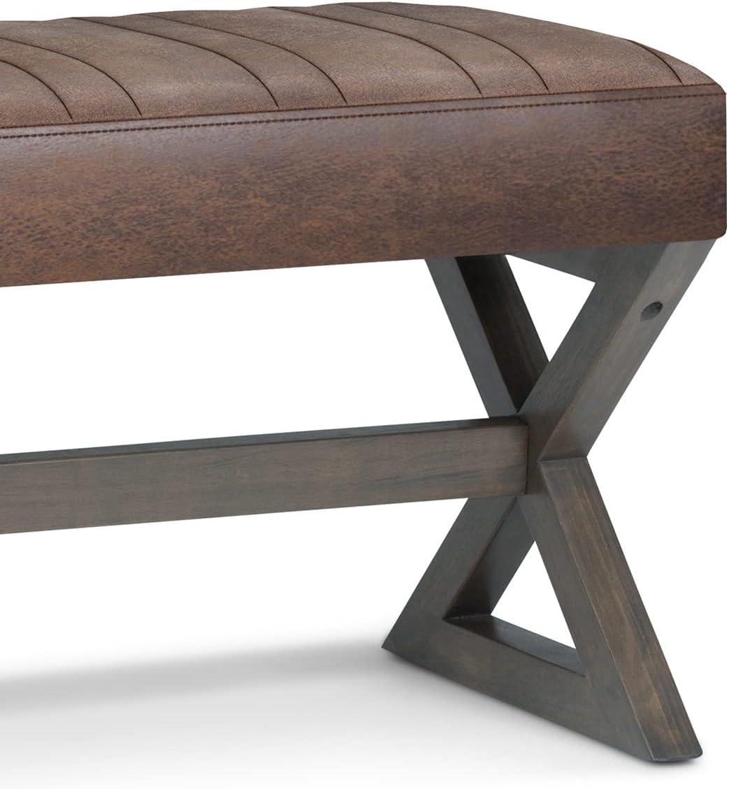 Salinger 48" Chestnut Brown Faux Leather Ottoman Bench