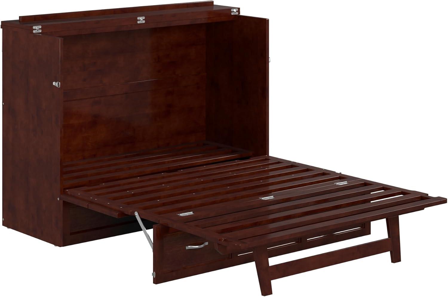 Full Deerfield Murphy Bed Chest with Charger Walnut - AFI: Bedroom Furniture, No Box Spring Needed