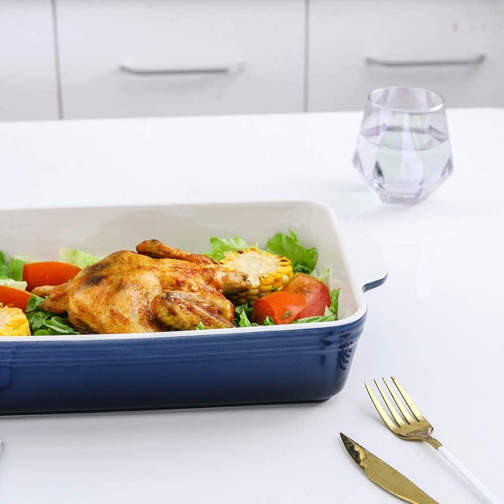 Adeco Trading Ceramic Bakeware Set, Rectangular Baking Dish For Cooking, Kitchen, Cake Dinner, Banquet And Daily Use, 9X13 Casserole Dishes For Oven Porcelain Baking Pans