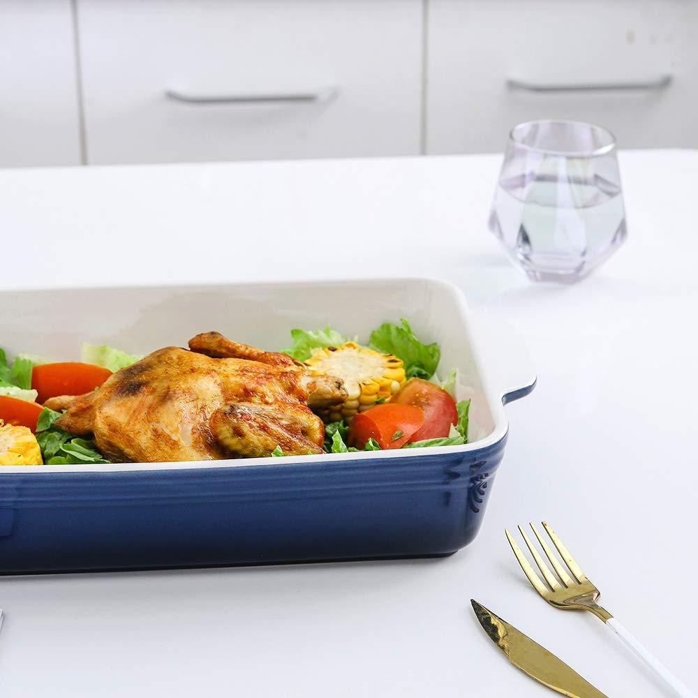 Adeco Trading Ceramic Bakeware Set, Rectangular Baking Dish For Cooking, Kitchen, Cake Dinner, Banquet And Daily Use, 9X13 Casserole Dishes For Oven Porcelain Baking Pans