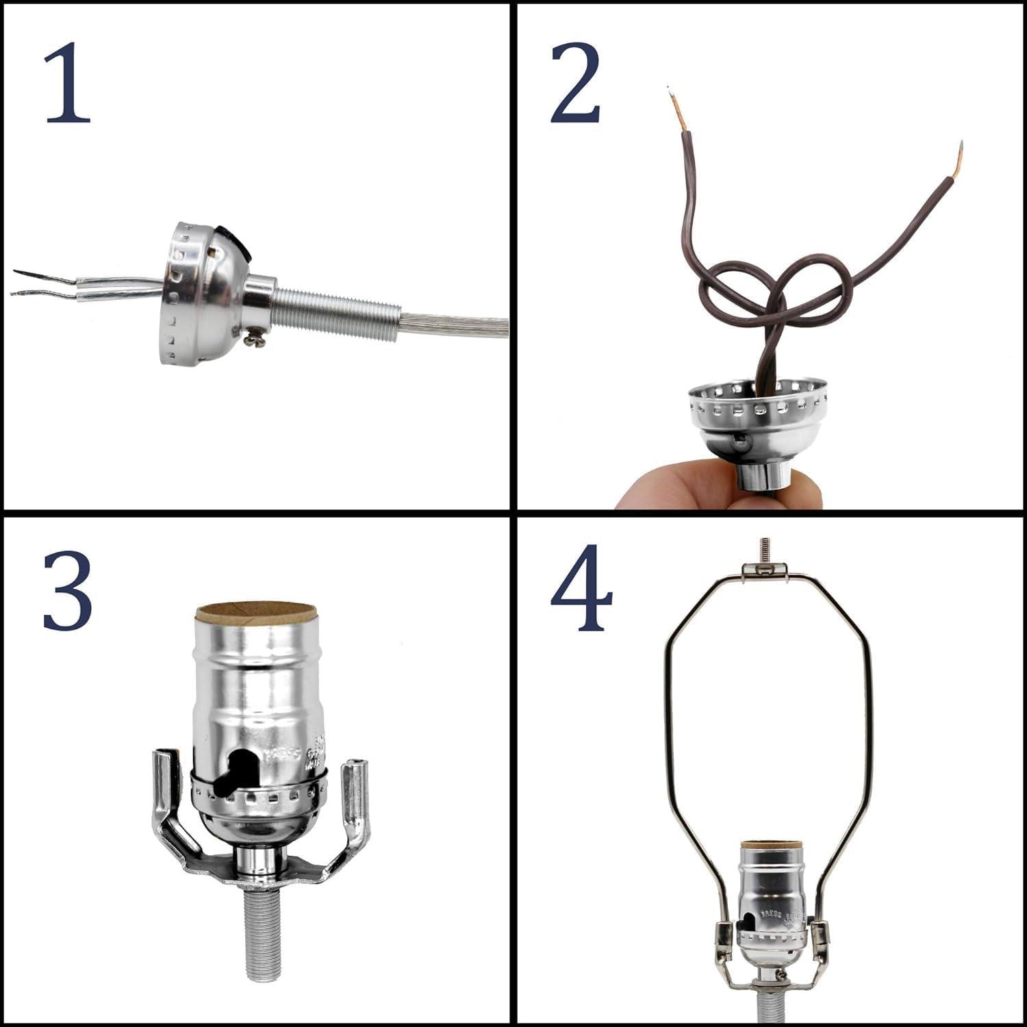 Creative Hobbies Make a Lamp or Repair Kit - All Essential Hardware, Gold 3 Way Socket, and White Electric Cord