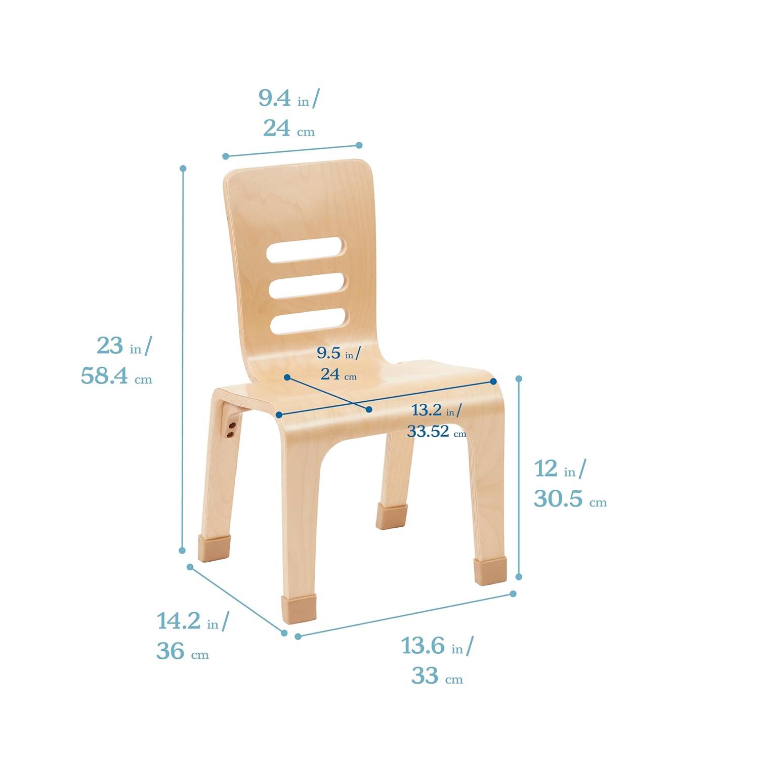 ECR4Kids Bentwood Chair, 12in Seat Height, Natural, 2-Pack