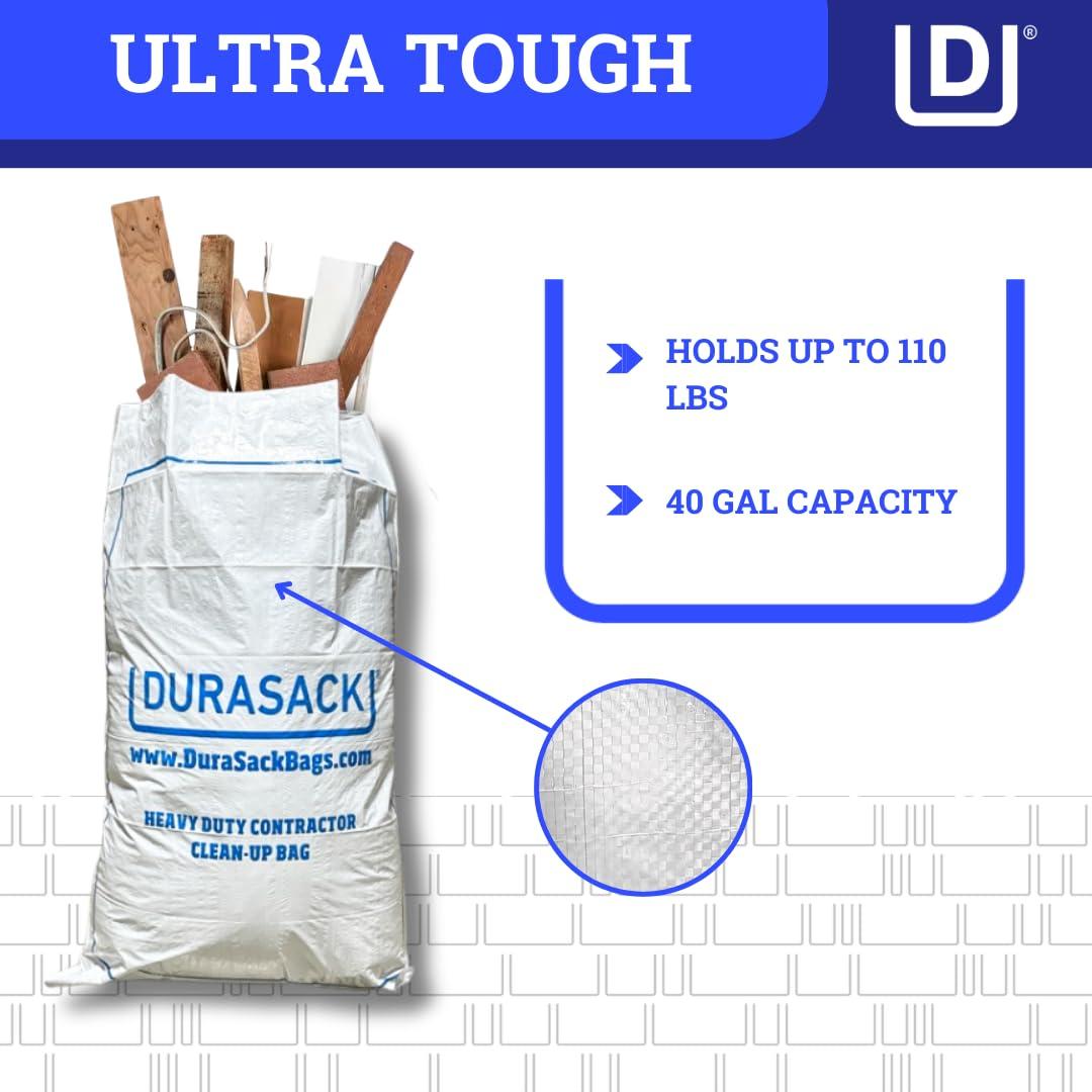 DURASACK® Woven Contractor Clean-Up Bags, Heavy Duty, 30" x 45", 40 Gallon, 20 Count