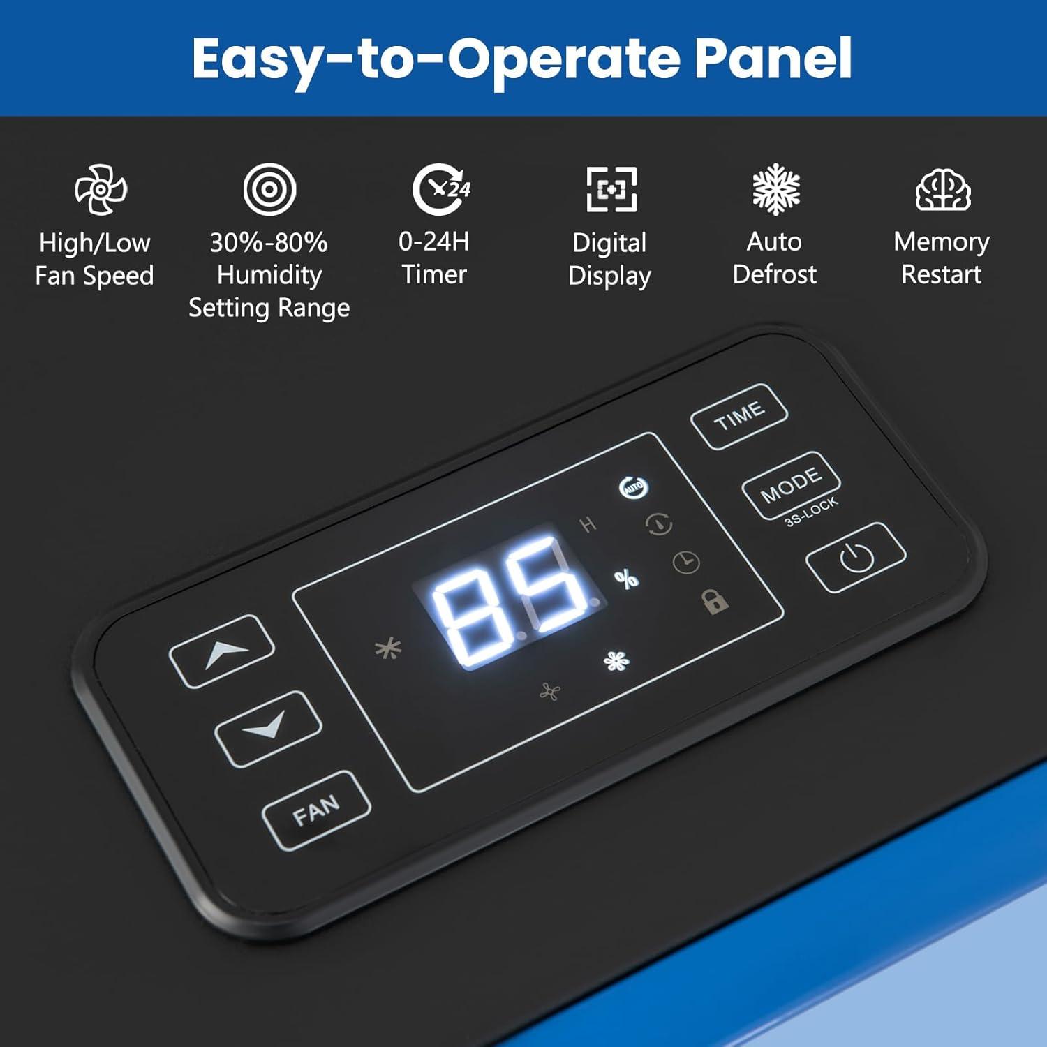 Spaco 215 Pints 8000 Sq.Ft Commercial Dehumidifier with 24H Timer, Commercial Dehumidifier with 2 Large Directional Wheels, Commercial Dehumidifier for Indoor as Home and Basement, Blue