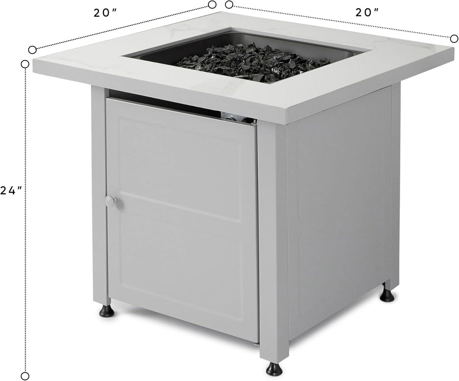 Mr. Bar-B-Q Endless Summer All Weather Outdoor Fire Pit Table with Faux Marble Finish, Black Glass