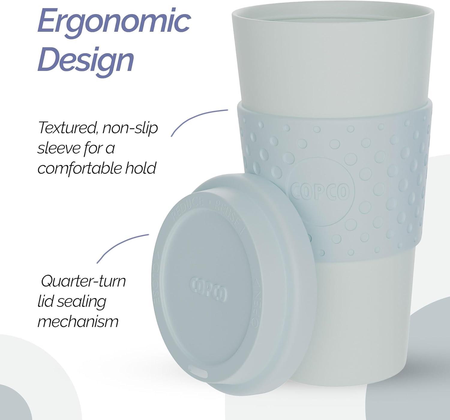 Copco Acadia To Go Mug Set of 2, 16 Ounce Reusable Coffee Cups with Lids, Durable & BPA-Free, Travel Mugs Double-Wall Insulation, Purple & Teal
