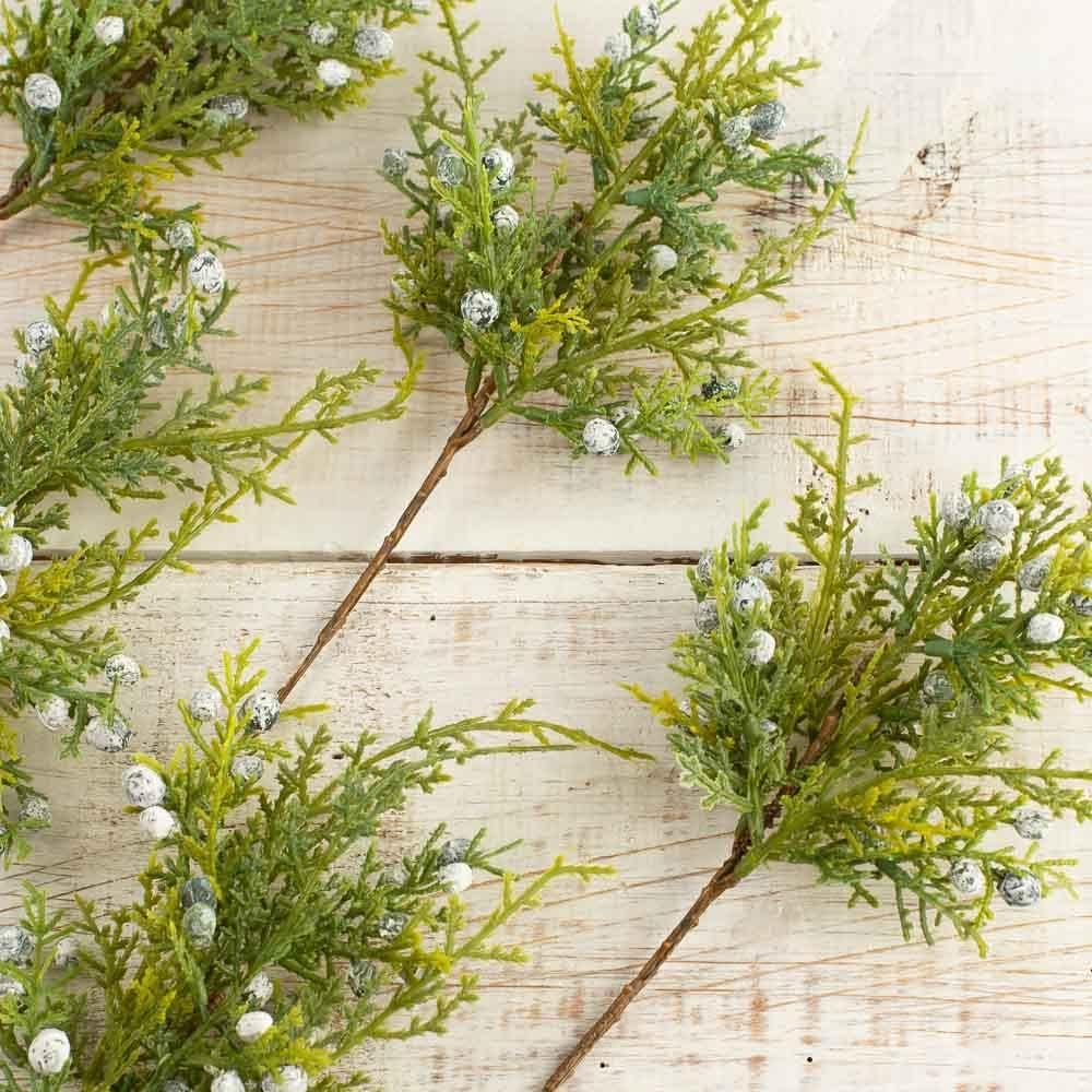 Pack of 12 Artificial Juniper Cedar Sprays with Berries for Indoor/Outdoor Christmas Decor