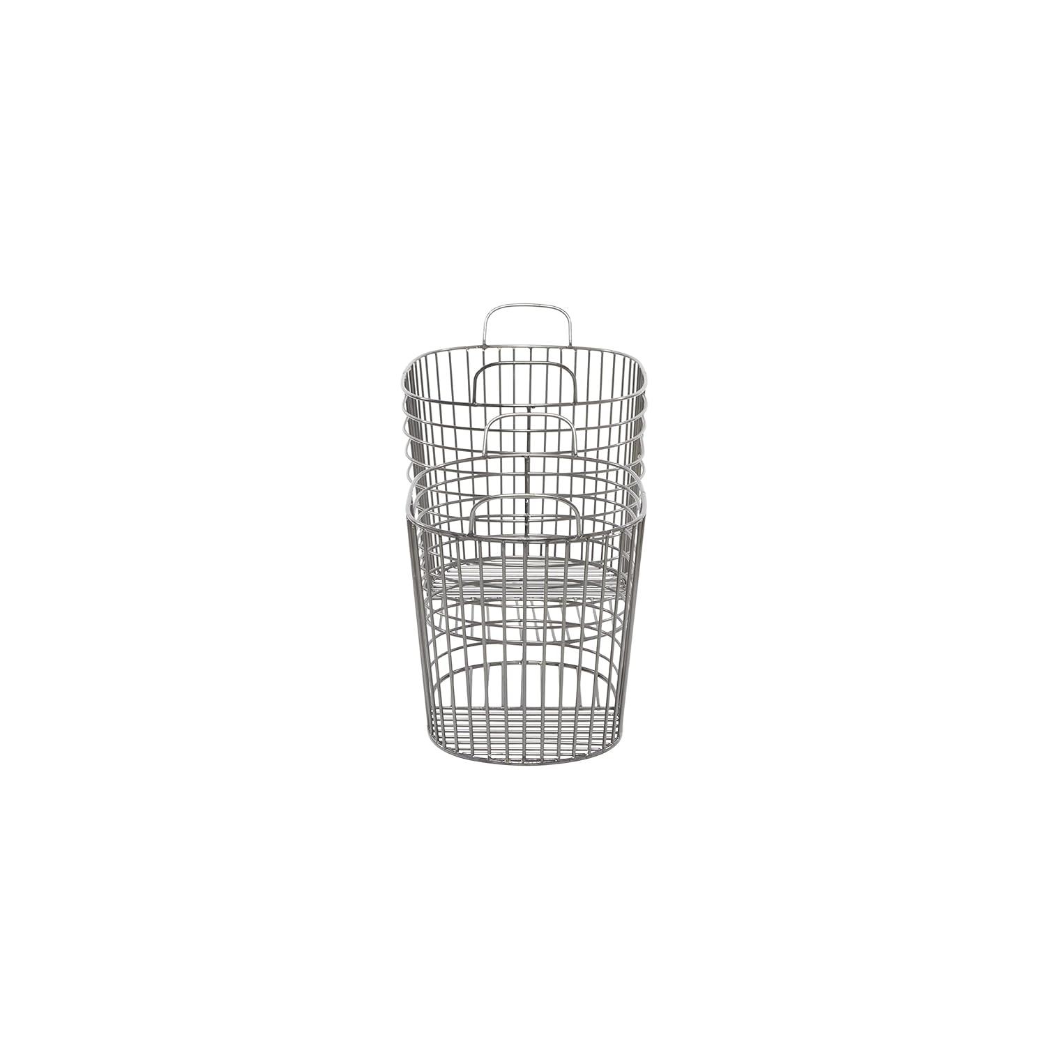 CosmoLiving by Cosmopolitan Metal Round Storage Basket with Handles, Set of 2 21", 17"W, Dark Gray