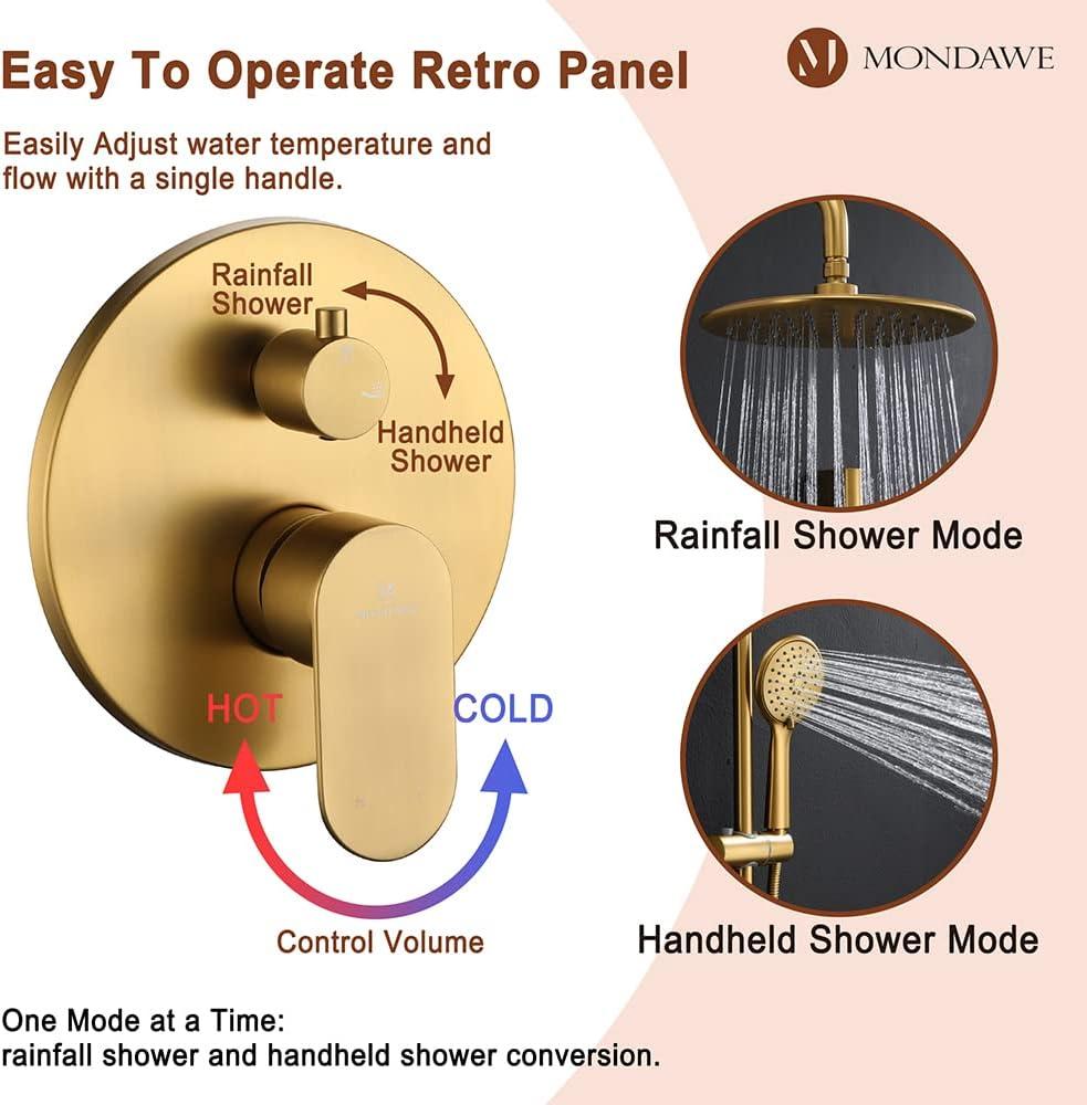 Calliope Wall Mounted 2-Function Retro Pressure-Balanced Shower System with 3 Setting Handheld