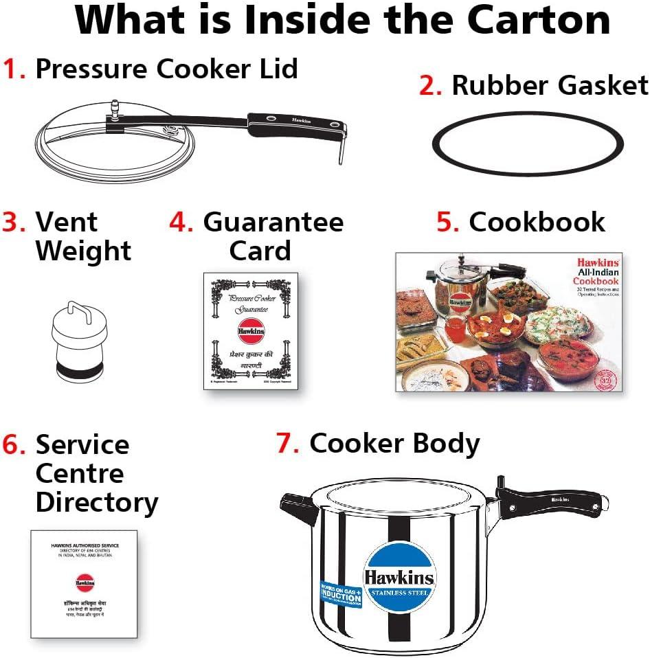 Hawkins B65 Stainless Steel Pressure Cooker - 6 Litres