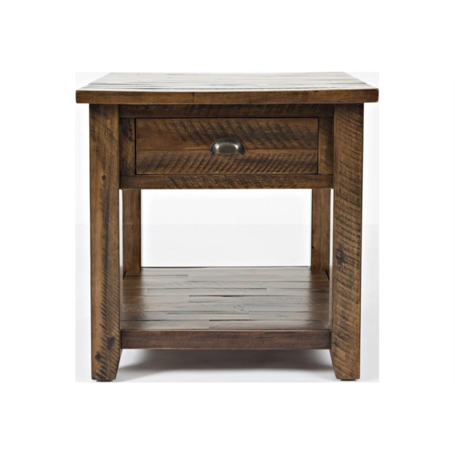 Jofran,Artisan's Craft Rustic Farmhouse Distressed Solid Wood End Table