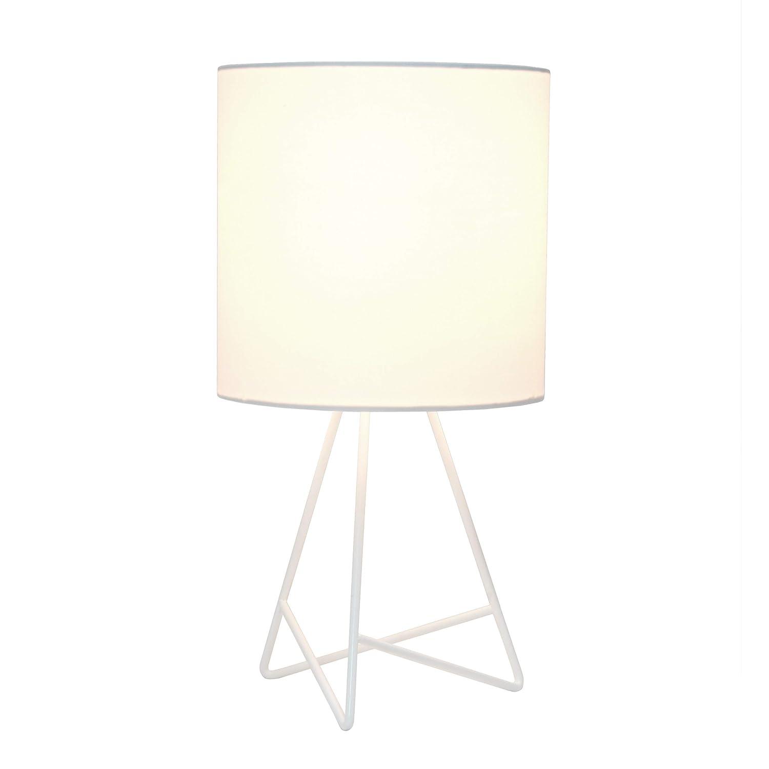 Down To The Wire Table Lamp with Fabric Shade White - Simple Designs: Modern Nightstand Light, ETL Listed
