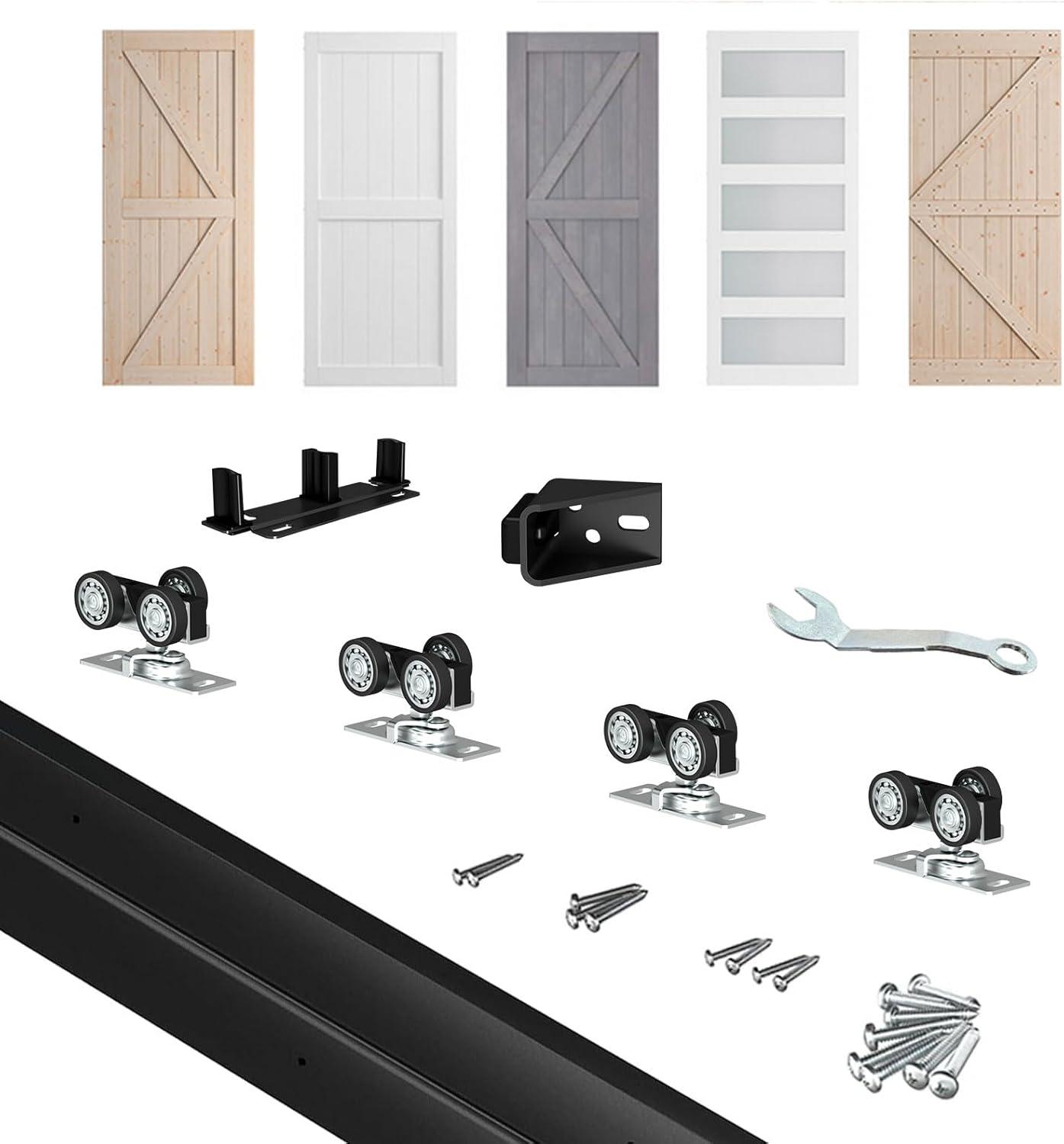 72" Black Aluminum Heavy Duty Bypass Door Hardware Kit