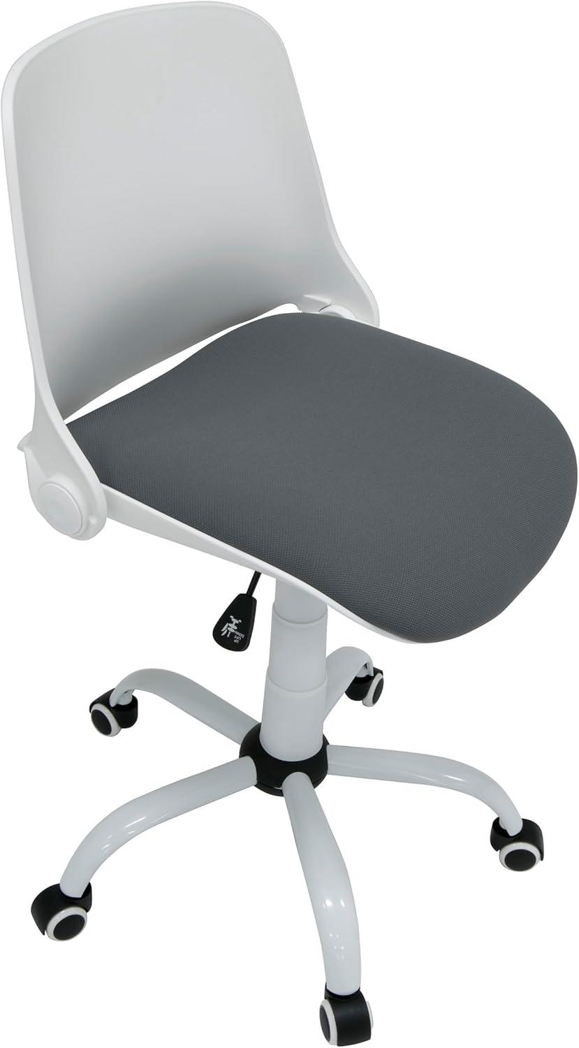 Ergonomic White and Gray Fabric Swivel Task Chair