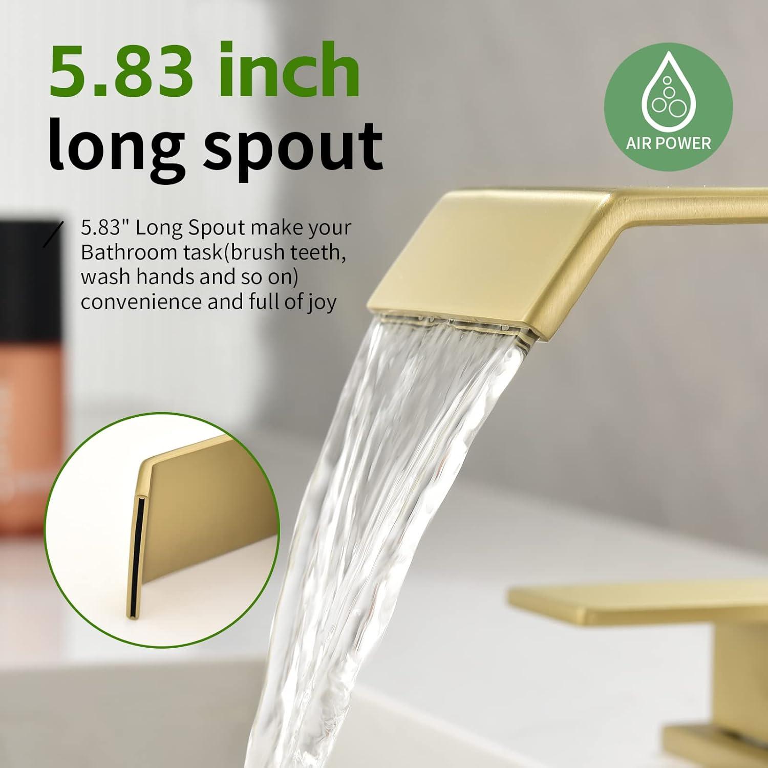 Brushed Gold Brass Double Handle Widespread Bathroom Faucet