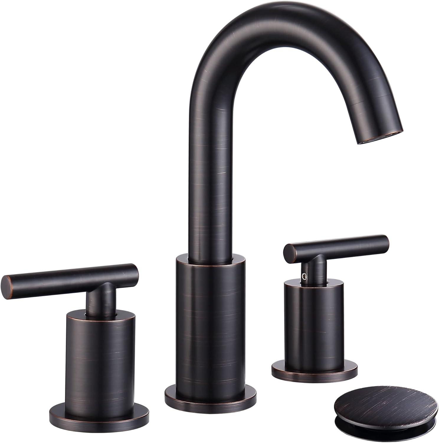 Oil Rubbed Bronze 8-Inch Widespread Double Handle Bathroom Faucet