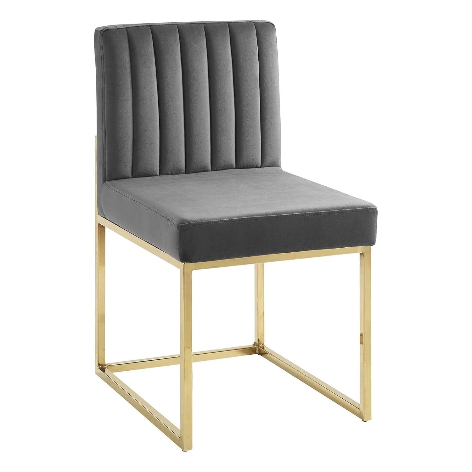 Modway Carriage Channel Tufted Sled Base Performance Velvet Dining Chair