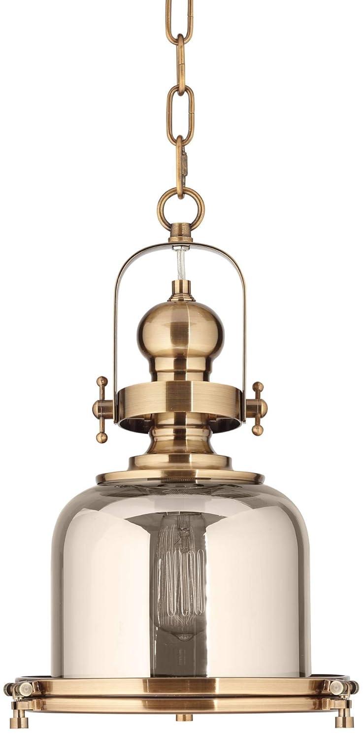 Possini Euro Design Elida Brass Mini Pendant Light 11" Wide Modern Chrome Glass Bell Jar Shade for Dining Room House Foyer Kitchen Island Entryway