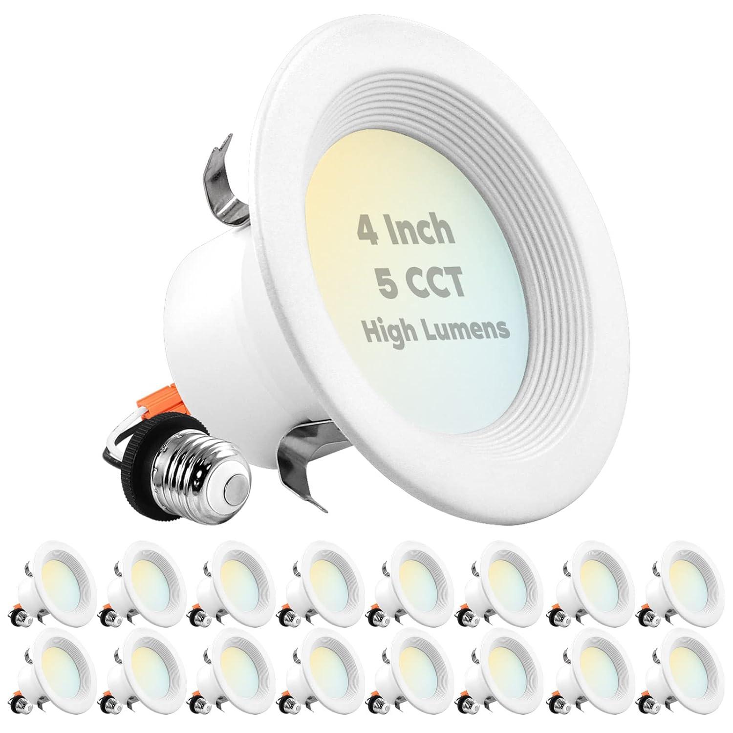4" High Output Selectable CCT Remodel IC LED Retrofit Recessed Can Light