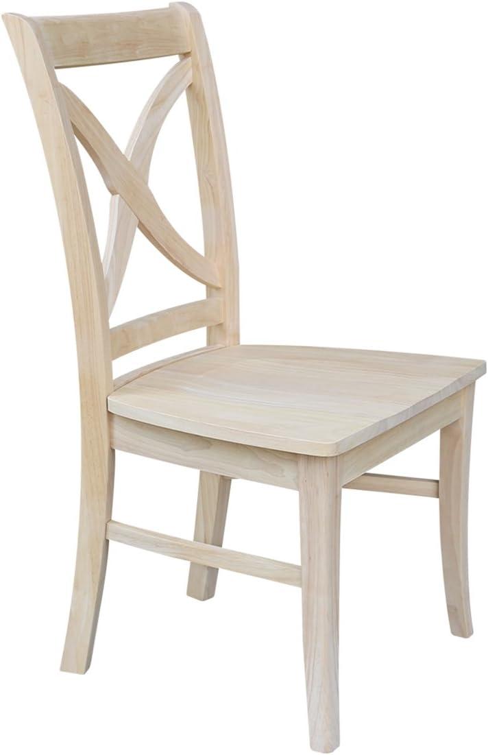 Set of 2 Vineyard Curved X Back Chair Unfinished - International Concepts: Solid Wood, High Back