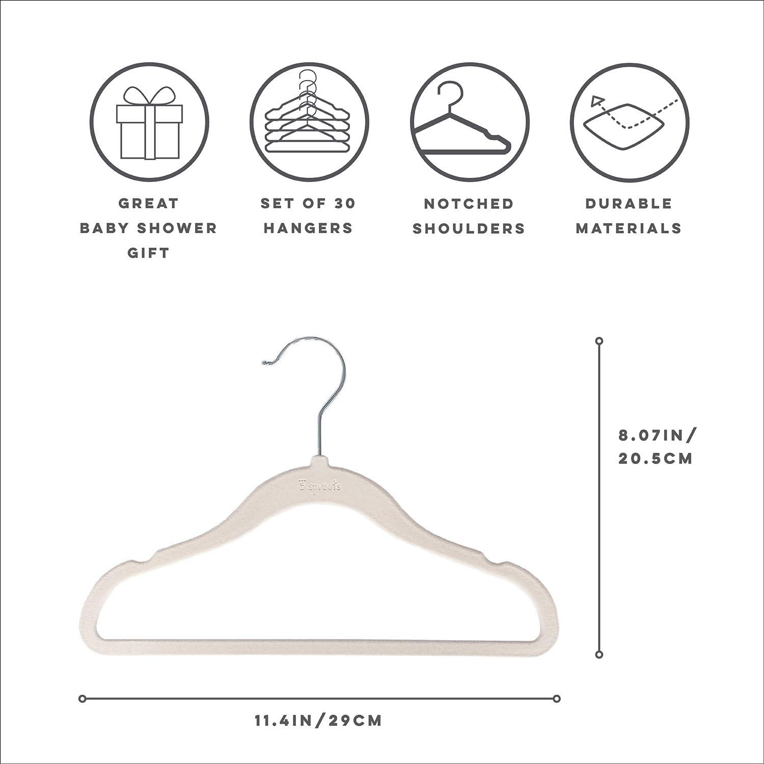 3 Sprouts 3 Sprouts -  Non-Slip Velvet Hangers for Baby Clothes - Pack of 30 - Blue (Set of 30)
