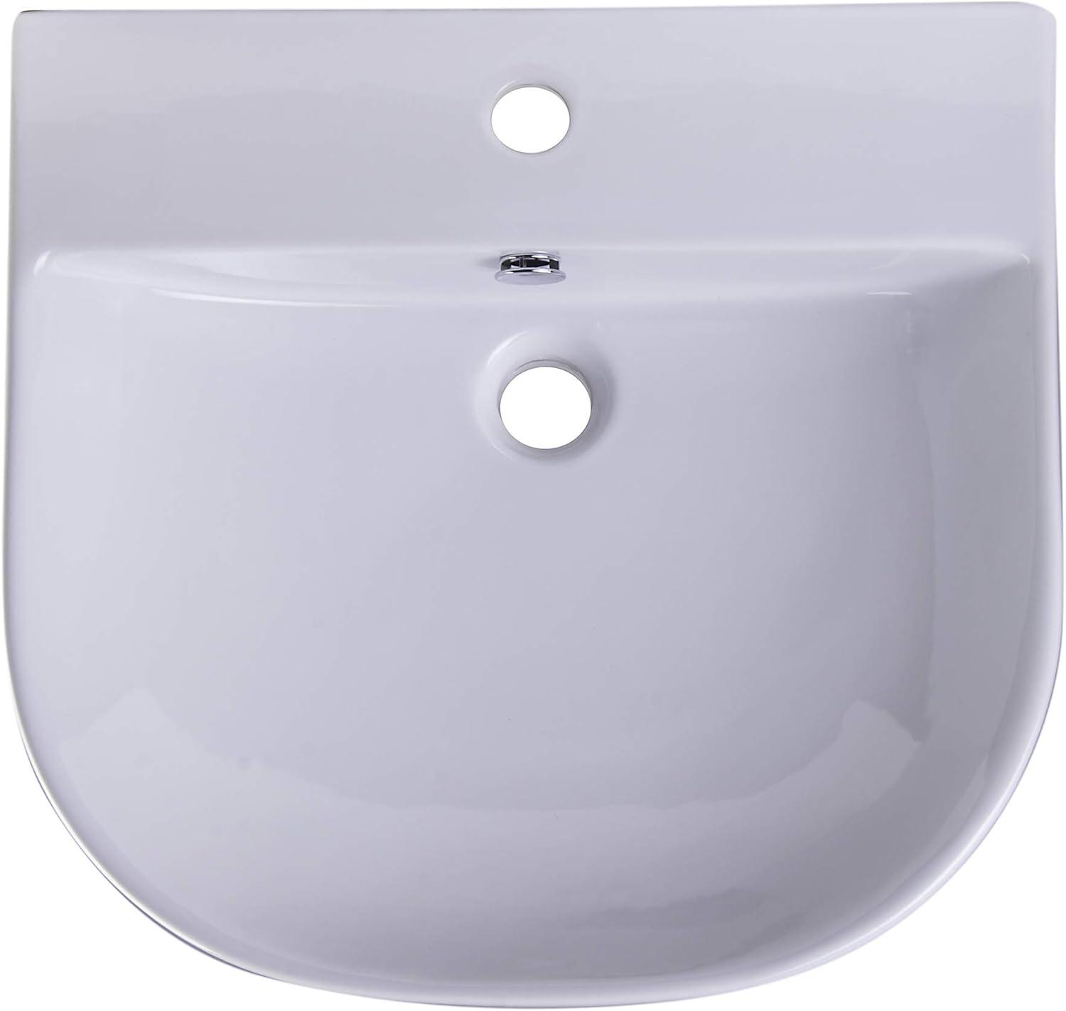 Alfi Brand 18.88'' White Porcelain U-Shaped Bathroom Sink with Overflow