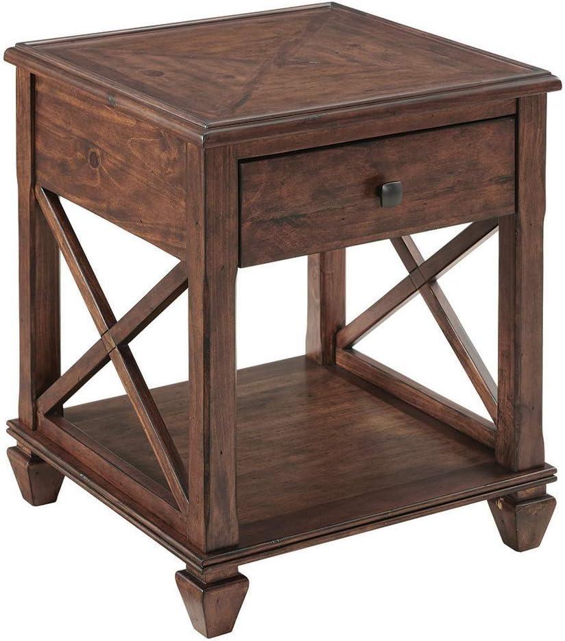 21" Bridgton Square Wood End Table with Drawer Cherry - Alaterre Furniture