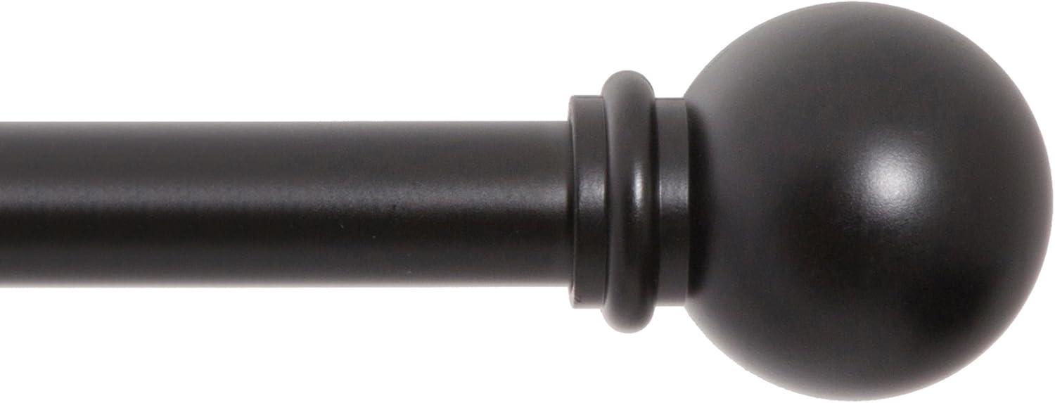 Kenney Chelsea 5/8" Matte Black Single Curtain Rod, 28-48", Black