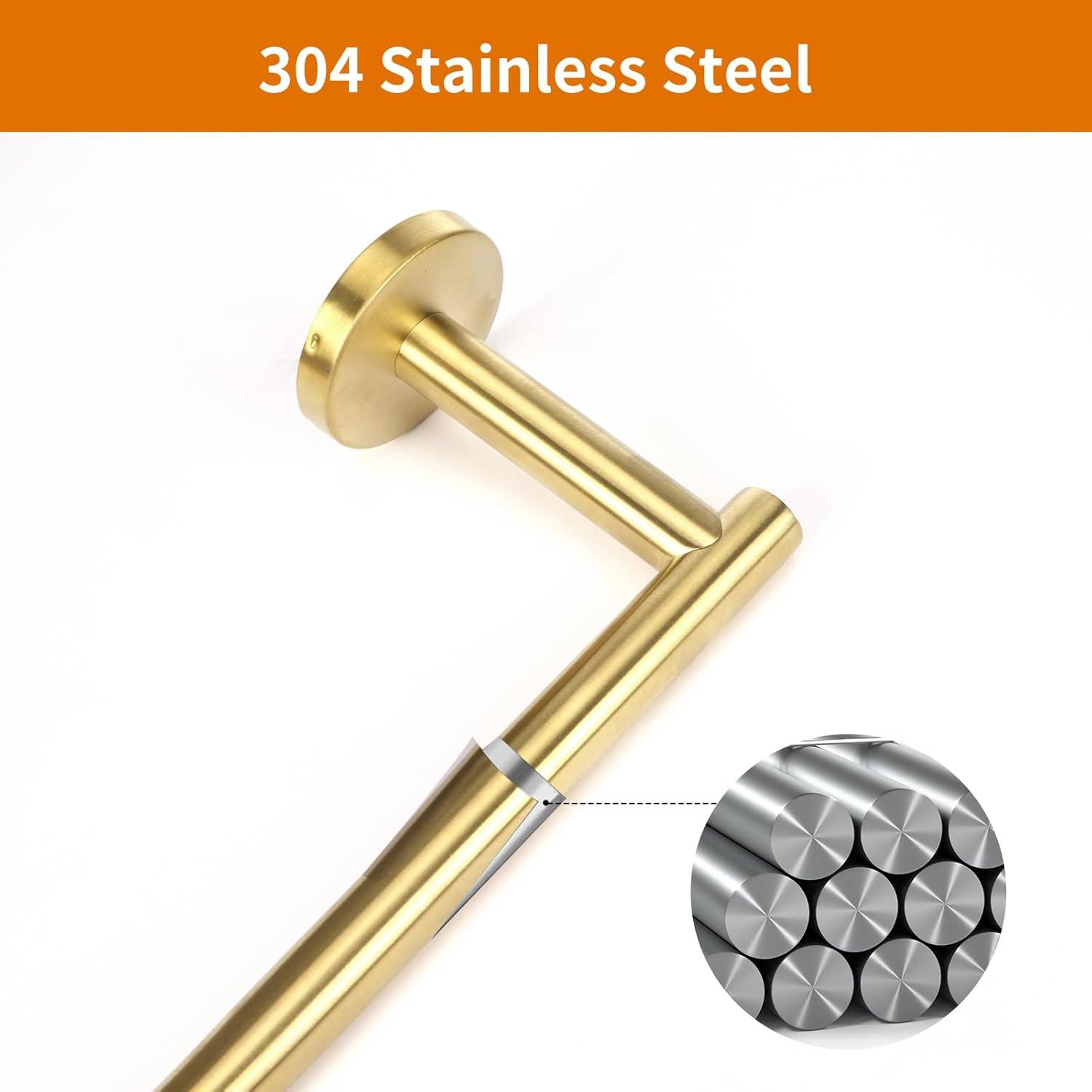 Fixsen Gold Toilet Paper Holder Bathroom Double Post Pivoting Tissue Roll Holder Stainless Steel and Zinc Alloy Wall Mount Detachable (Gold, 1)