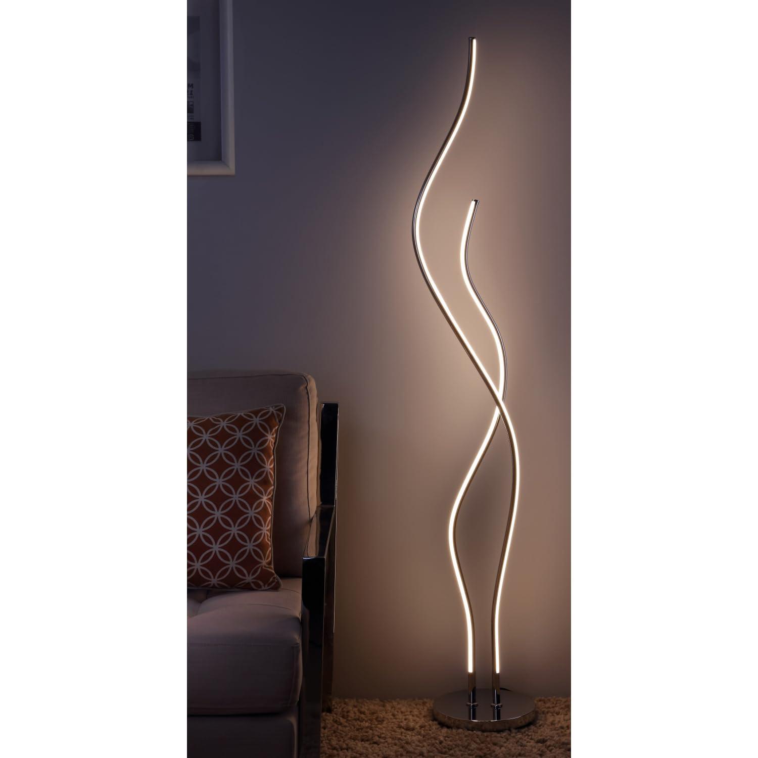 Jonathan Y JYL7008A Cairo 63.75" LED Integrated Floor Lamp, Modern, Contemporary, Office, Living Room, Family Room, Dining Room, Bedroom, Guest Room, Hallway, Foyer, Chrome