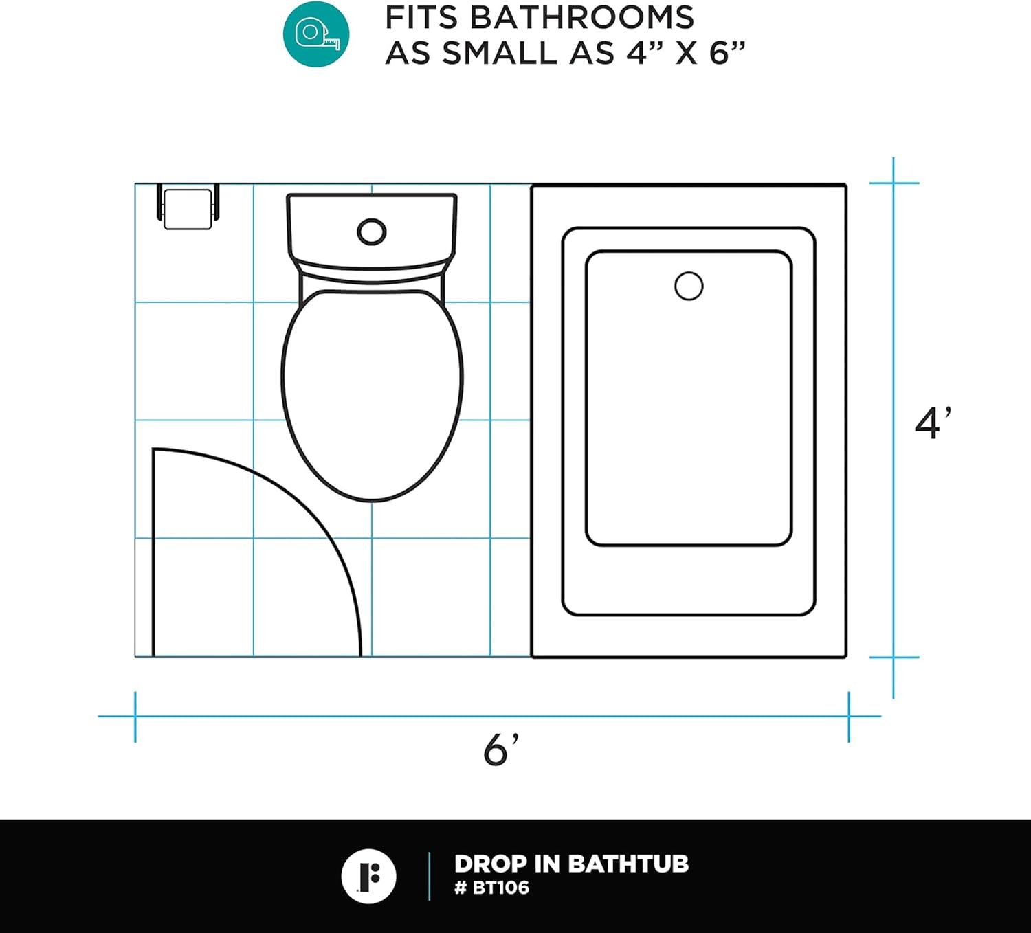 Alcove 66" x 32" Soaking Fiberglass Bathtub