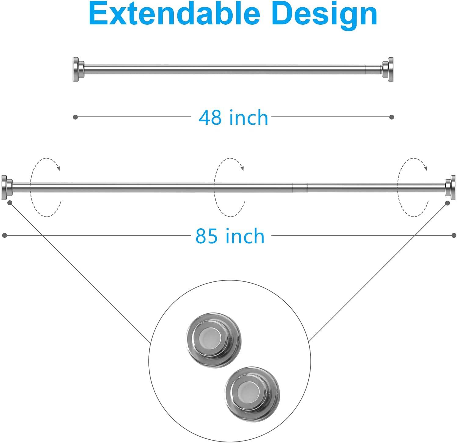 Adjustable Stainless Steel Tension Shower Curtain Rod, 48-85 Inch