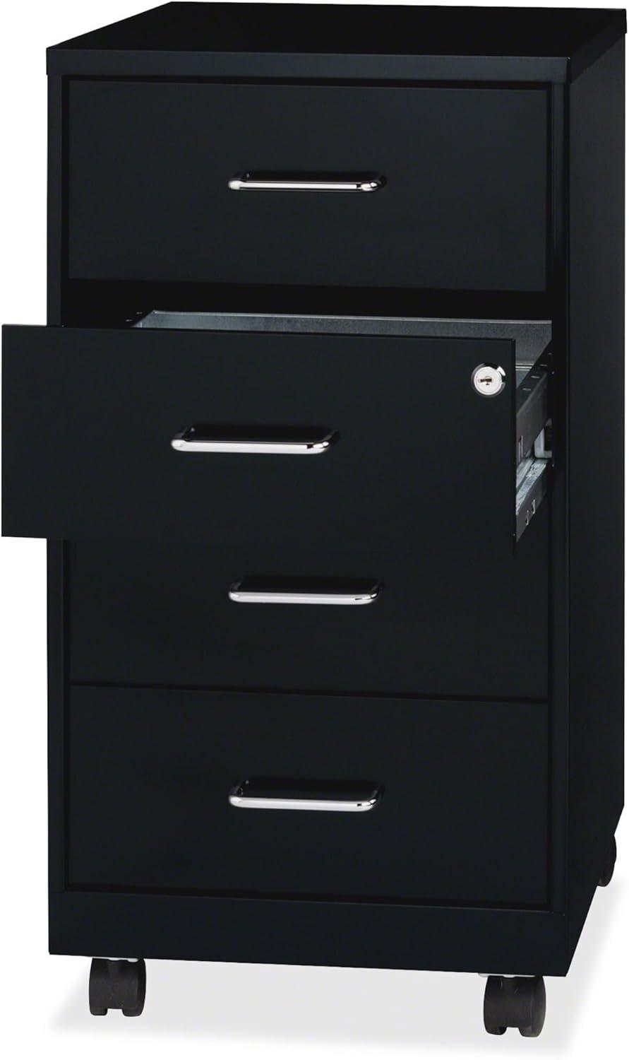 Transitional 26.5" Mobile Black Steel Storage Cabinet with Lock