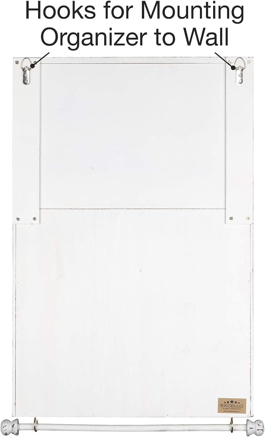 Excello Global Products Large Rustic Wall Mounted Jewelry Organizer with Barndoor Decor Jewelry holder for Necklaces, Earings, Bracelets, Ring Holder, and Accessories. Includes - White  EGP-HD-0283-OS